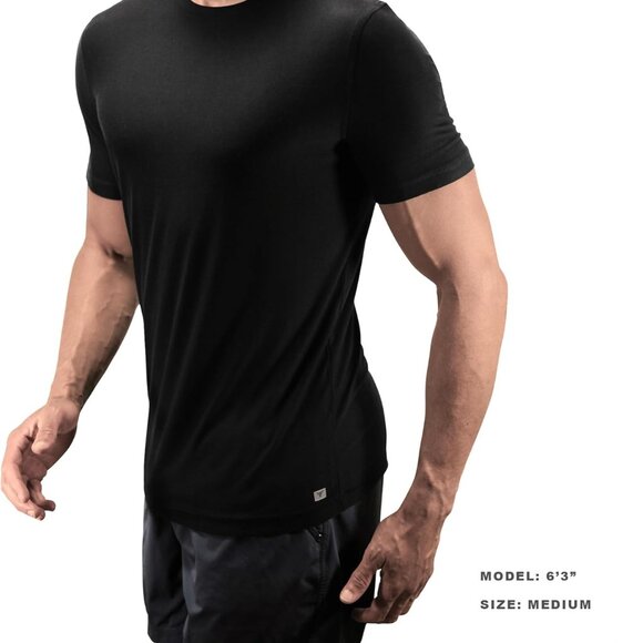 Slim Fit Aero Tee for Tall Men - Black Lightweight Athleisure - Picture 2 of 8
